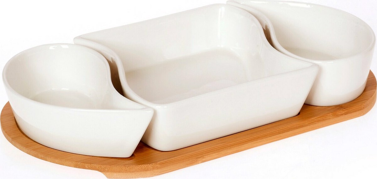 Cryspo Trio Ornterbiera 3 Theseon Porselanis me basi bampou 'Lotos Bamboo' 65000140